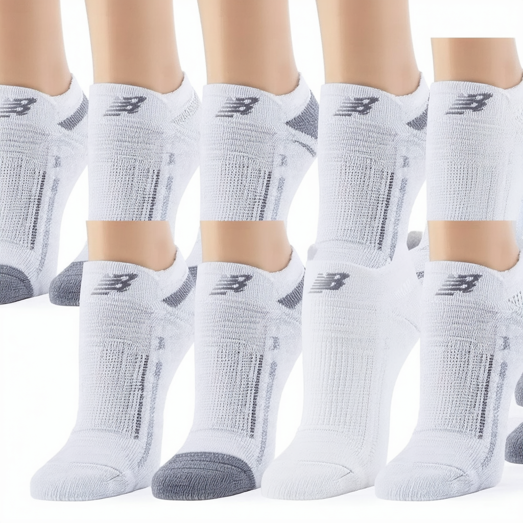 New Balance Girls' Athletic Low Cut Socks with Reinforced Heel and Toe (8 Pack)