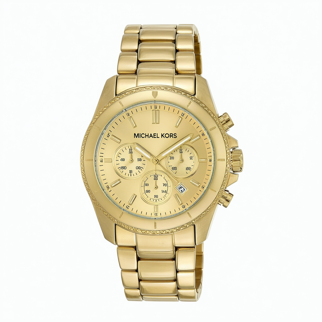 Michael Kors Channing Gold Dial Gold Tone SS Chrono Quartz Woman's Watch MK8404