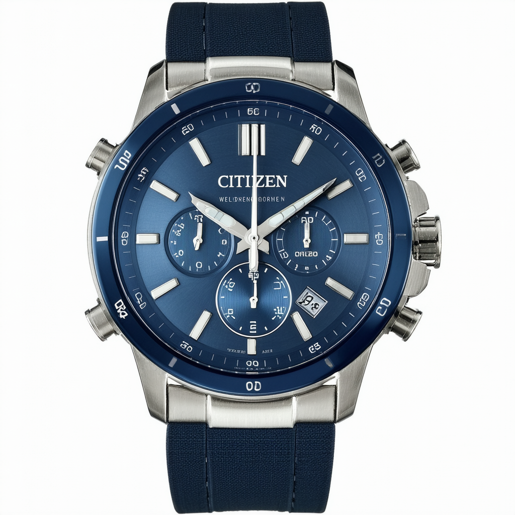 Citizen Men's Eco-Drive Weekender Chronograph Watch in Super Titanium, Blue Dial (Model: AT2471-58L)
