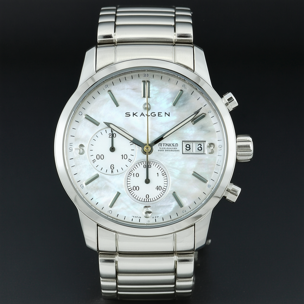 Skagen Women's 921SSXW Steel Mother-of-Pearl Chronograph Dial Watch