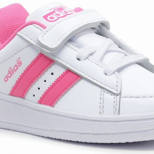 Adidas Kids Grand Court Sneaker, White/Pink/White (Velcro), 4 US Unisex Toddler