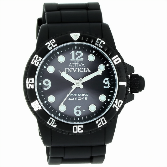 Activa By Invicta Women's AA101-018 Dark Grey Dial Black Polyurethane Watch