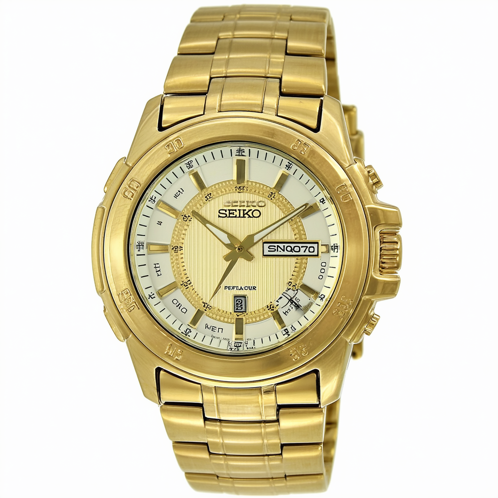 Seiko Men's SNQ070 Perpetual Calendar Gold-Tone Watch