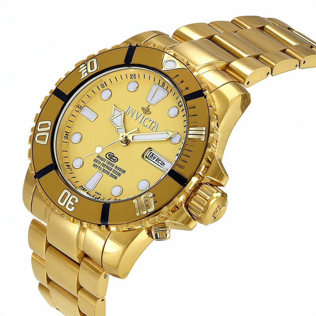 Invicta Men's Pro Diver 50mm Gold Tone Stainless Steel Quartz Watch, Gold (Model: 39110)