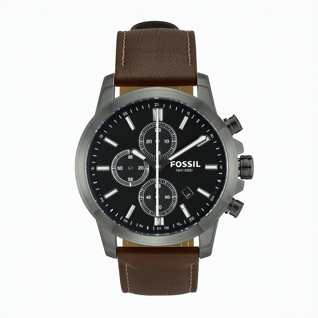 Fossil Men's Dean Quartz Stainless Chronograph Watch, Color: Black (Model: FS4721)