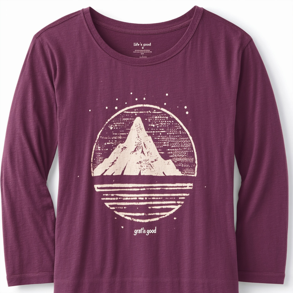 Life is good Women's Crusher longsleeve Grateful Stencil T-Shirt, Wild Plum