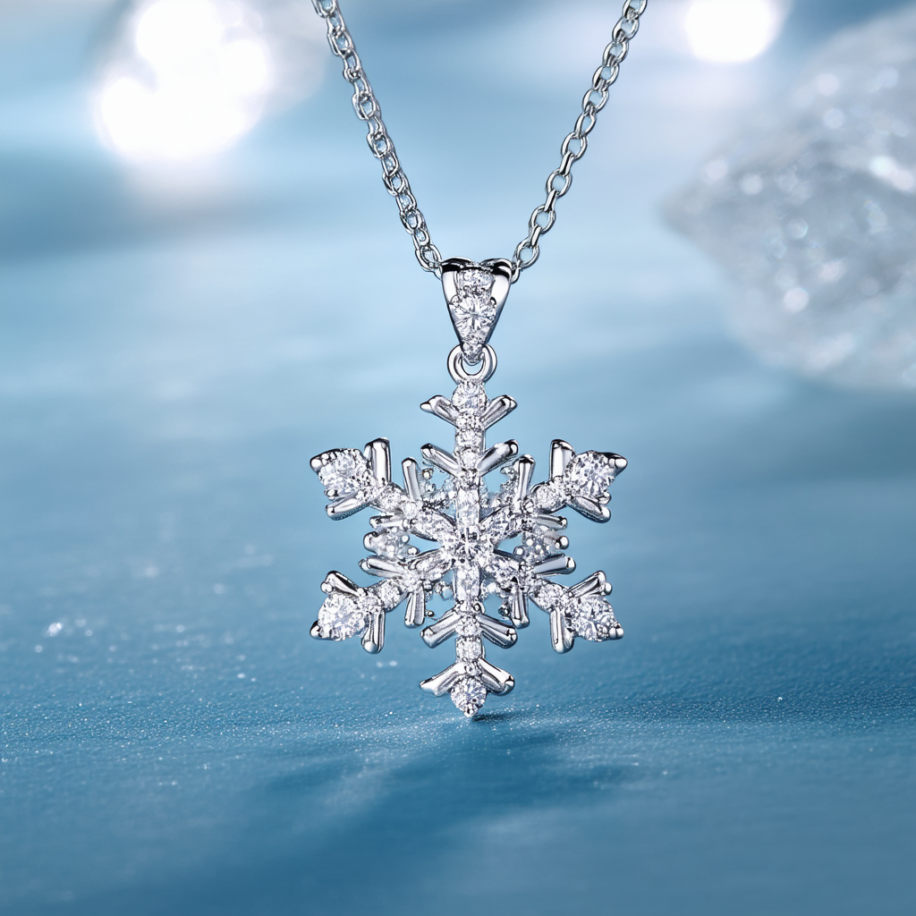 Amazon Collection Sterling Silver Diamond Snowflake Pendant (.25cttw), 18"