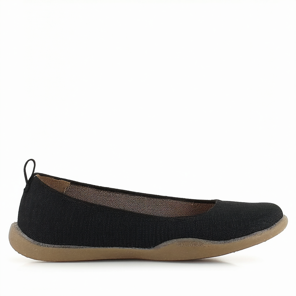 Skechers BOBS Women's Luxe Bobs-Boho Crown Flat, Black, 7.5 M US