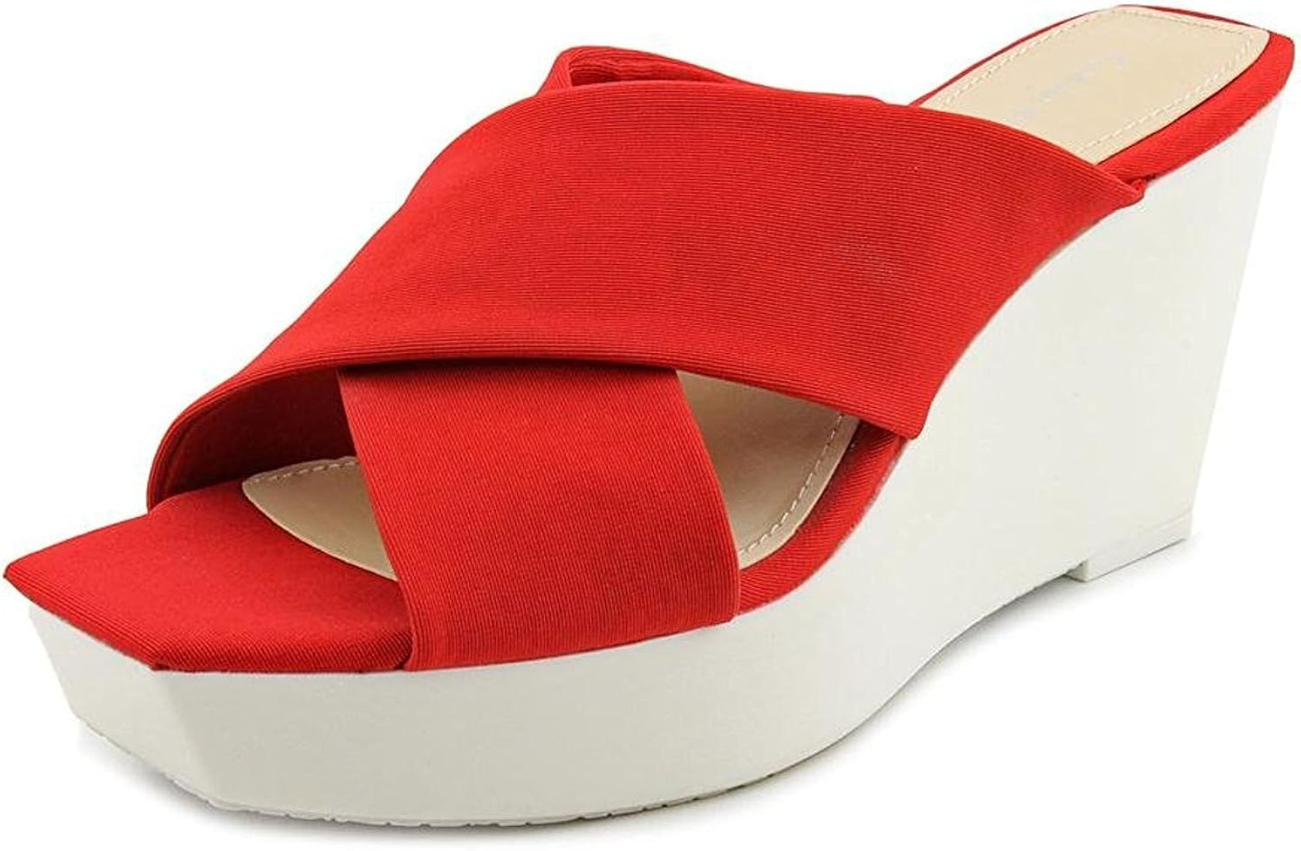 Calvin Klein Womens Shyna Square Toe Casual Platform, Scarlett/White, Size 8.0