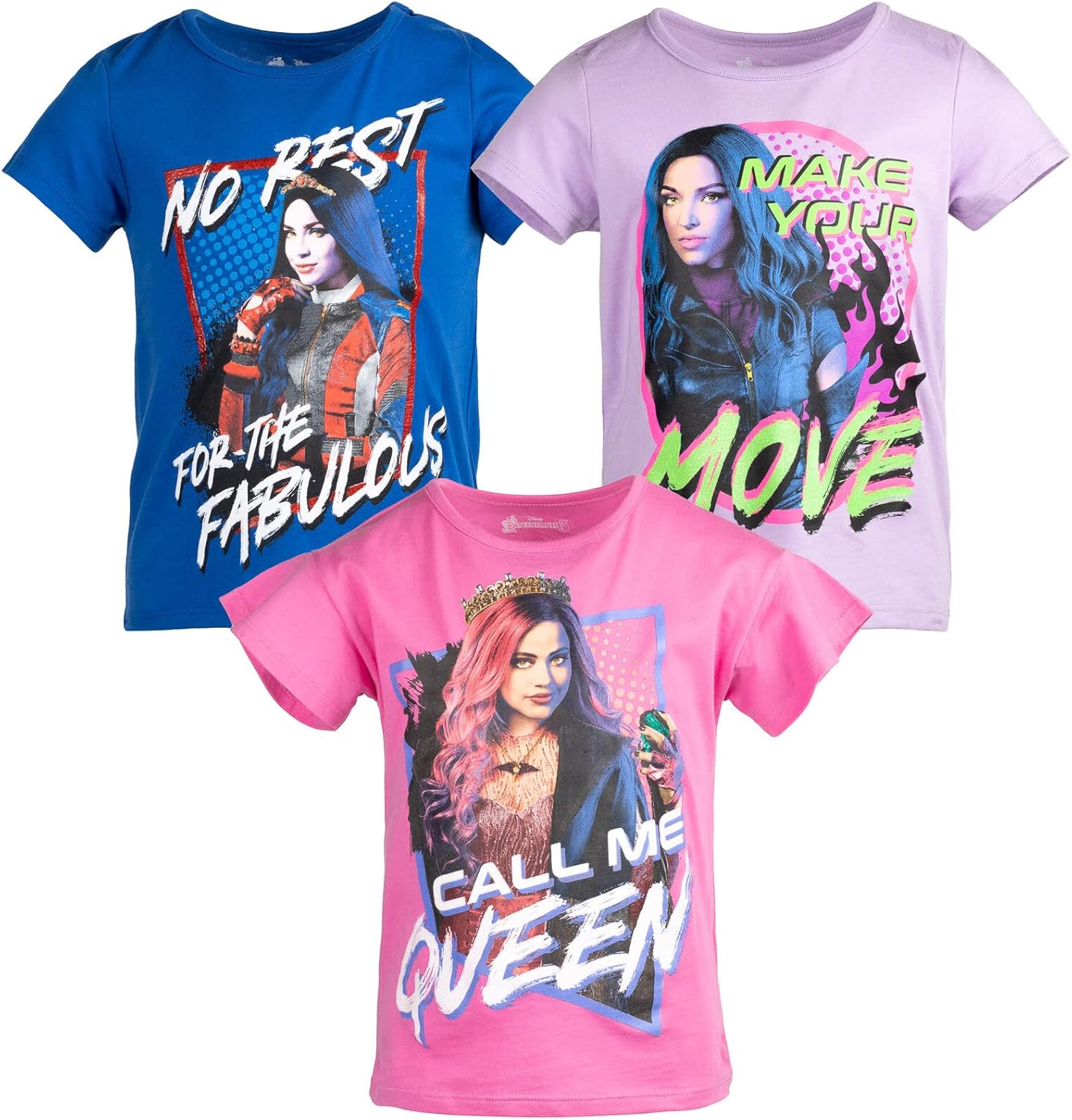 Disney Descendants Mal Evie Uma Carlos Jay 3 Pack Short Sleeve T-Shirt