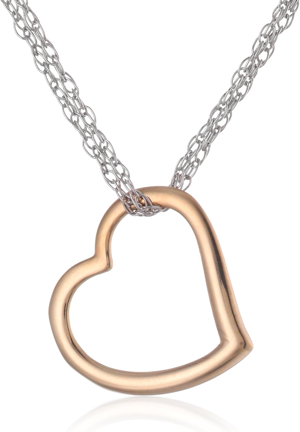 Amazon Collection 14kT Gold and Sterling Silver Two-Tone Heart Pendant Necklace