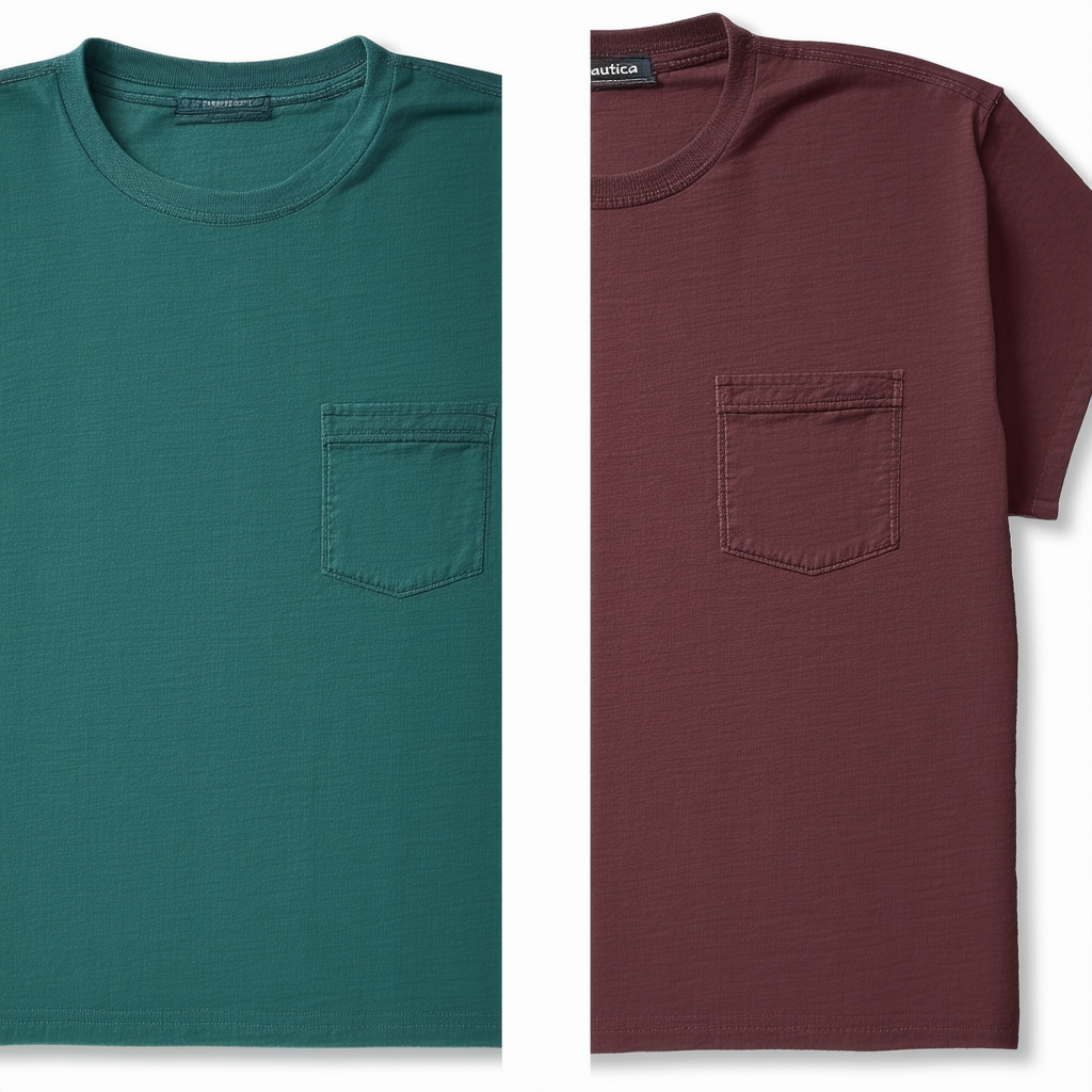 Nautica Men's Solid Crew Neck Short Sleeve Pocket T-Shirt, Tidal Green/Barolo (2 Pack), 5X Big
