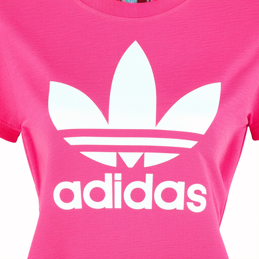 Adidas Heritage Logo Women`s Tee - Blaze Pink/White/Blue Bird