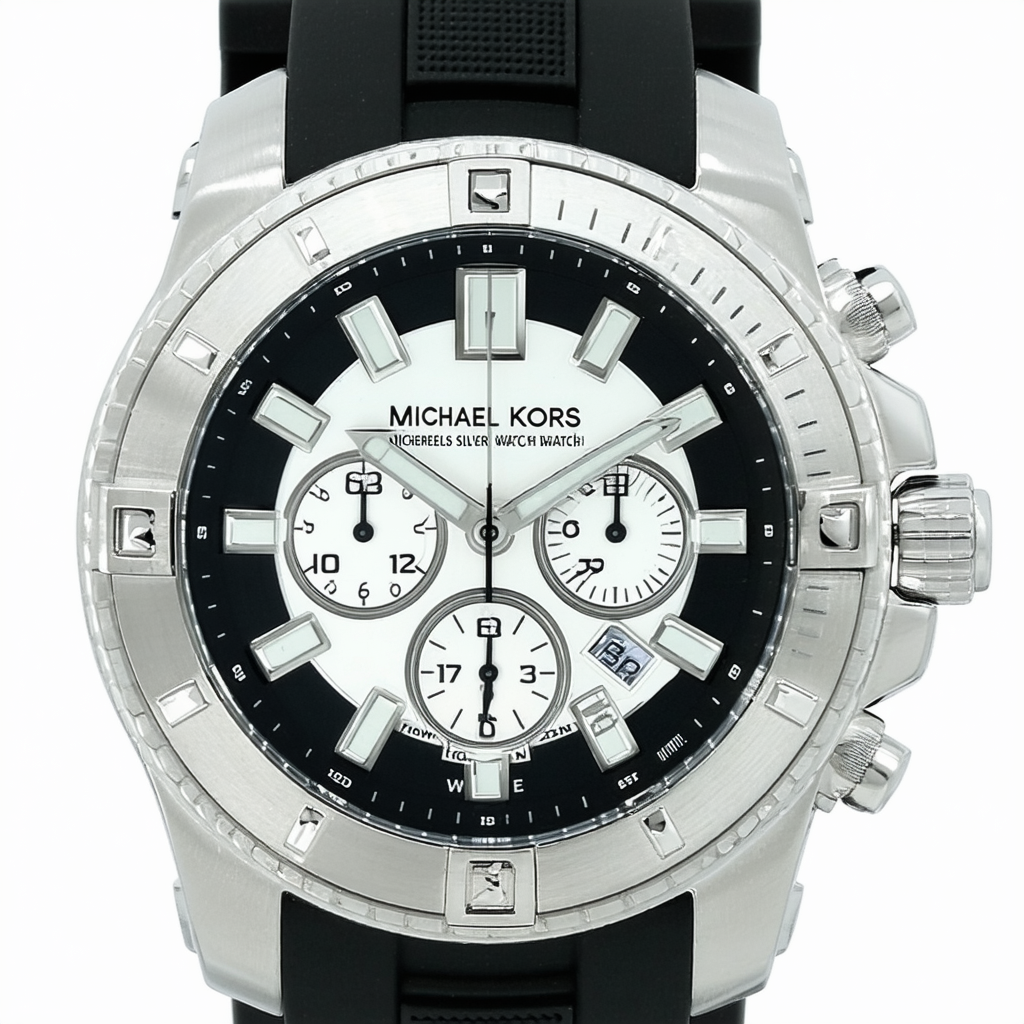 Michael Kors Everest Silver-Tone Stainless Steel and Silicone Men's watch #MK8365