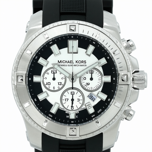 Michael Kors Everest Silver-Tone Stainless Steel and Silicone Men's watch #MK8365