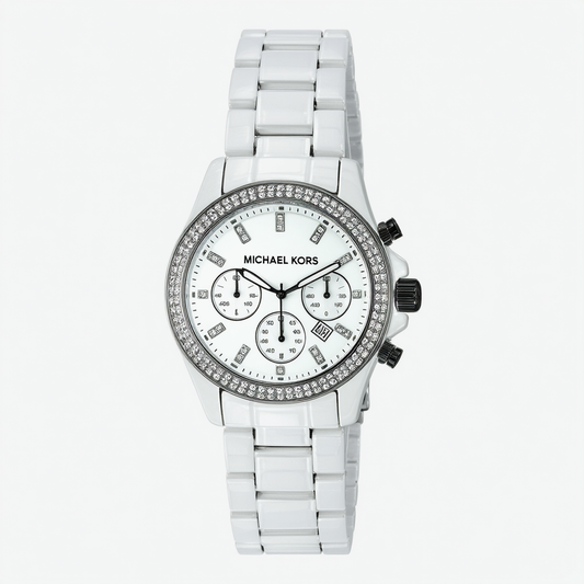 Michael Kors Women's MK5379 Glitz Classic Chronograph White Watch