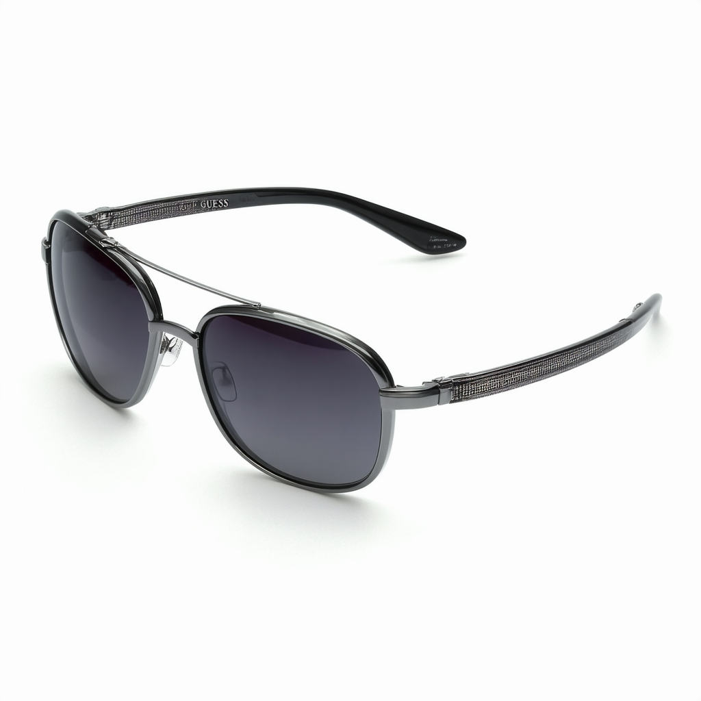 Guess GF0143 Wire Rim Wrap Around Fashion Sunglasses, Gunmetal/Black/Grey