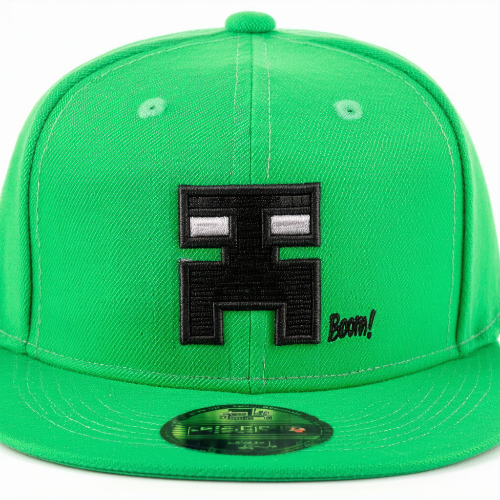 Minecraft Boom! Boys Creeper Youth Snapback hat for Kids Green