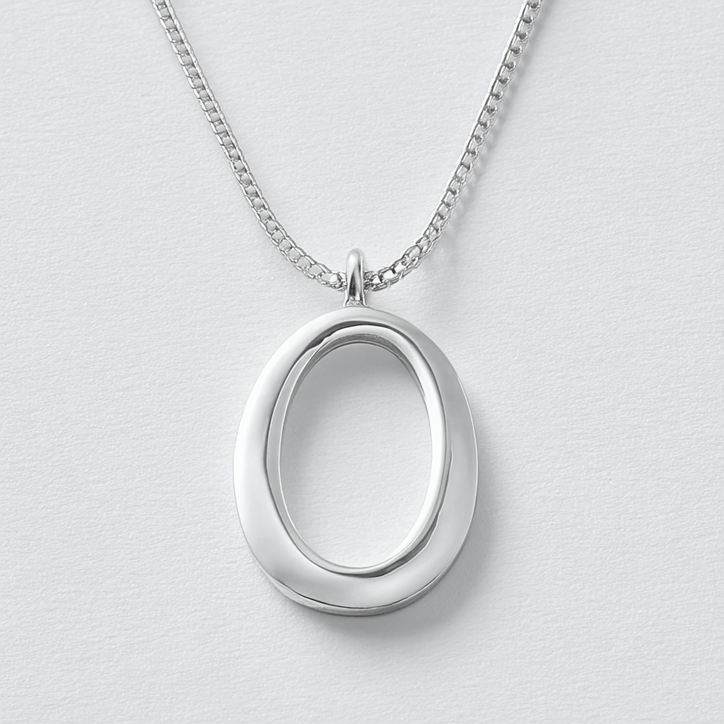 Amazon Collection Sterling Silver Open Oval Pendant Necklace , 18"