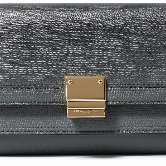 Michael Kors Hamilton Large Flap Wallet Saffiano Leather DK Slate