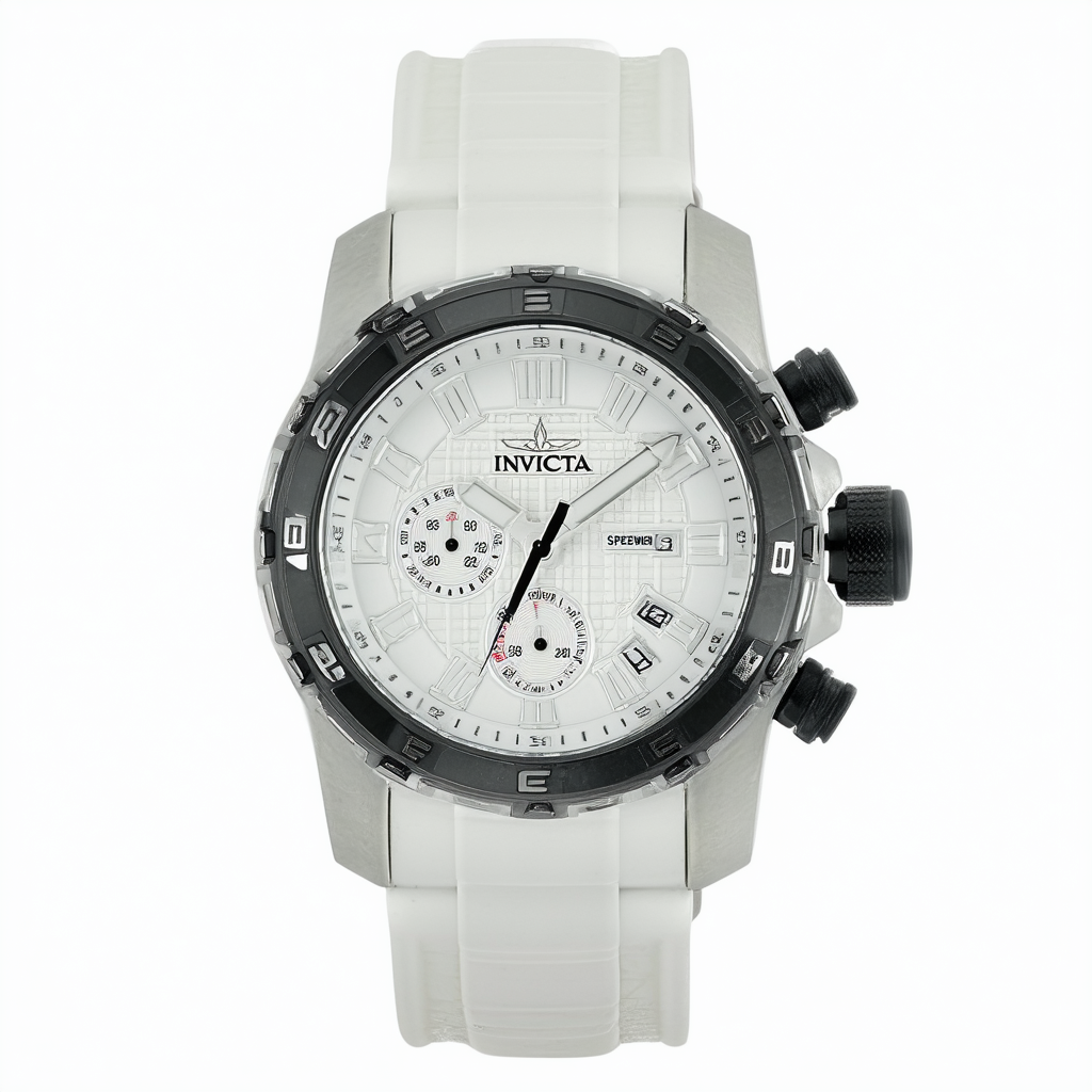 Invicta Men's Speedway Stainless Steel Quartz Watch with Silicone Strap, White, 30 (Model: 22512)