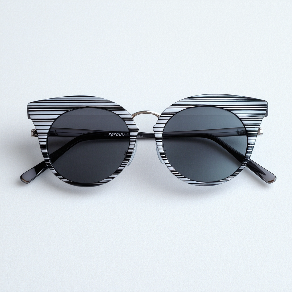 zeroUV - Modern Striped Chunky Round Lens Cat Eye Sunglasses 46mm