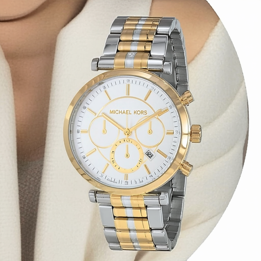 Michael Kors Women's Sofie Quartz Watch with Stainless Steel Strap, Two Tone, 16 (Model: MK6696)