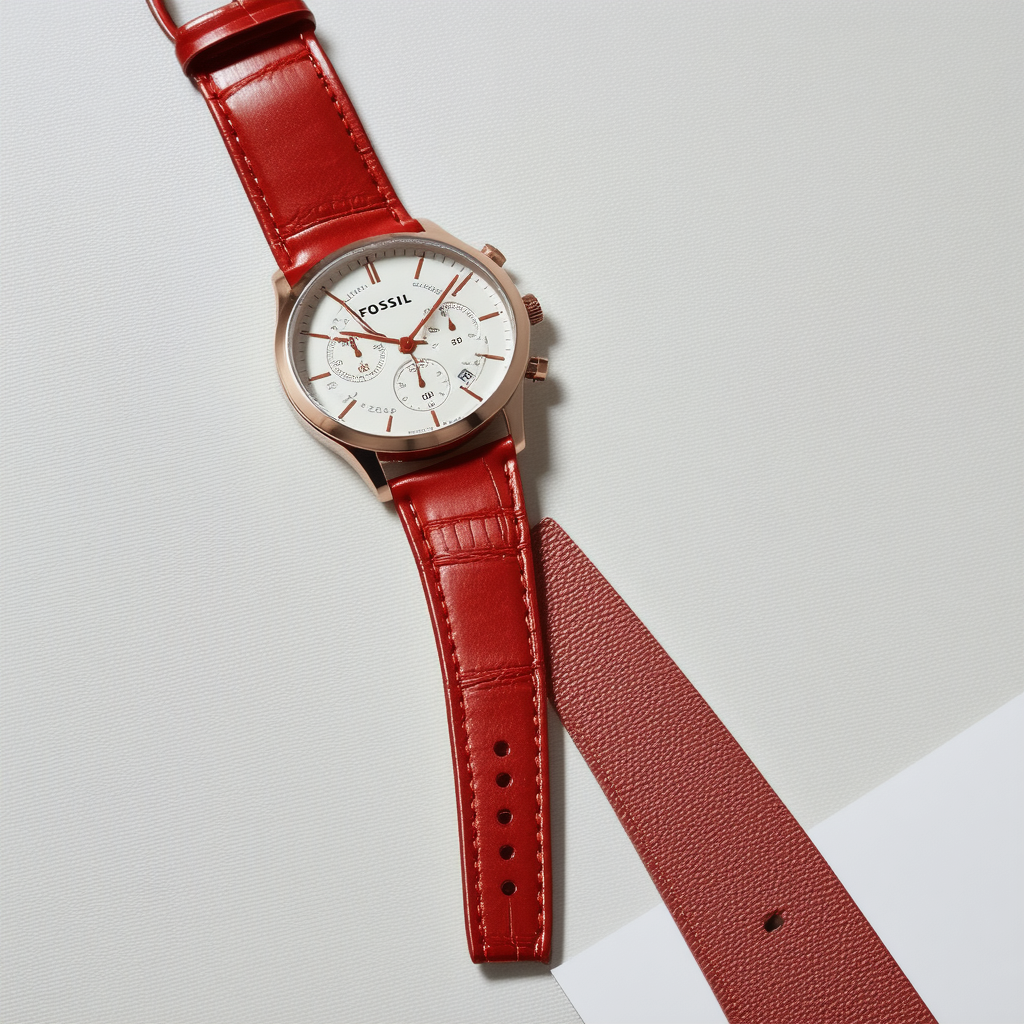 Fossil Georgia Three-Hand Leather Watch - Red Es3416