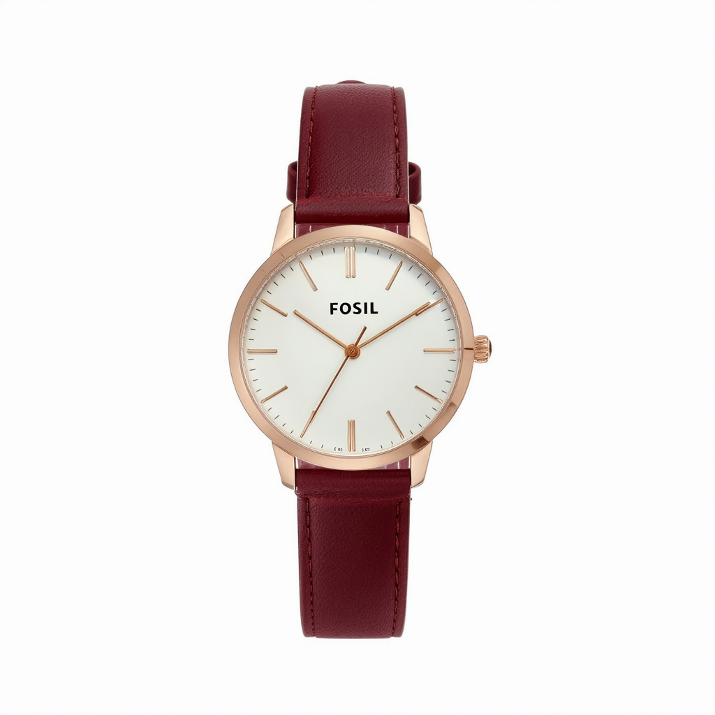 Fossil Women's ES4099 Jacqueline Three-Hand Date Wine Leather Watch