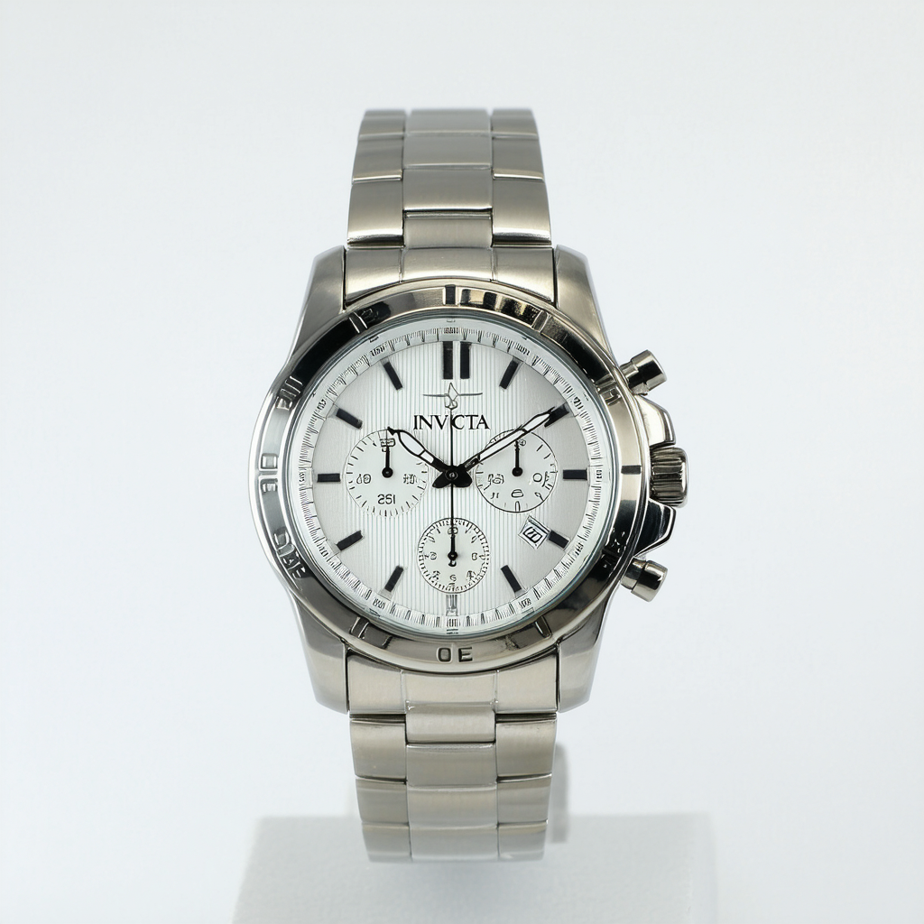 Invicta Vintage Quartz Silver Dial Men's Stainless Steel Watch (37077)