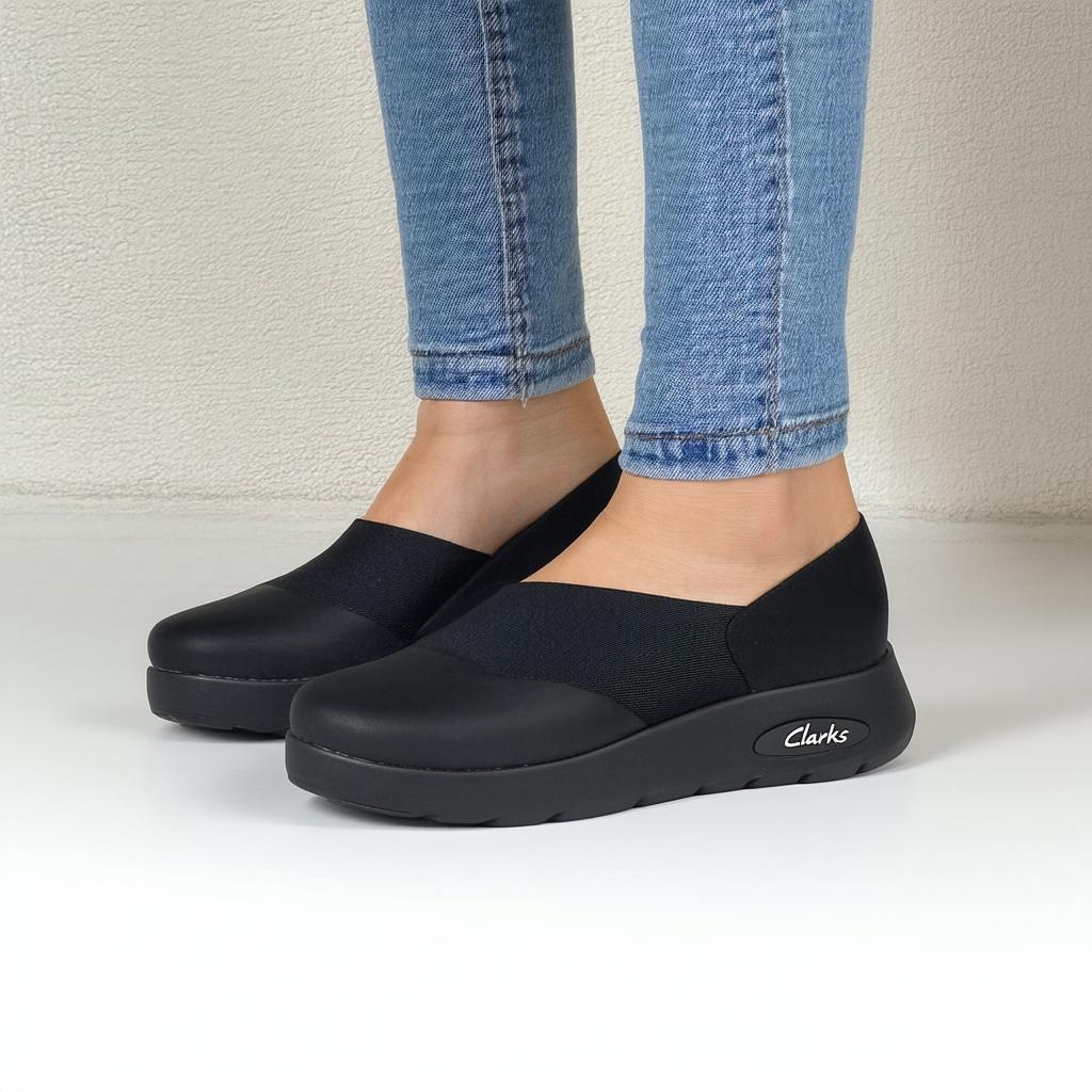 Clarks Women's Arla Shaylie Platform, Black Elastic Fabric, 5 Medium US