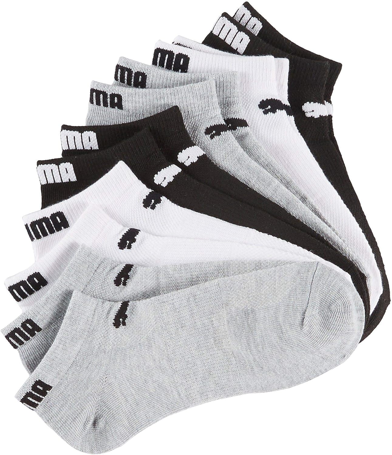 Puma - Women's SuperLite Low Cut Socks - Pack of 6 - Black/Grey/White