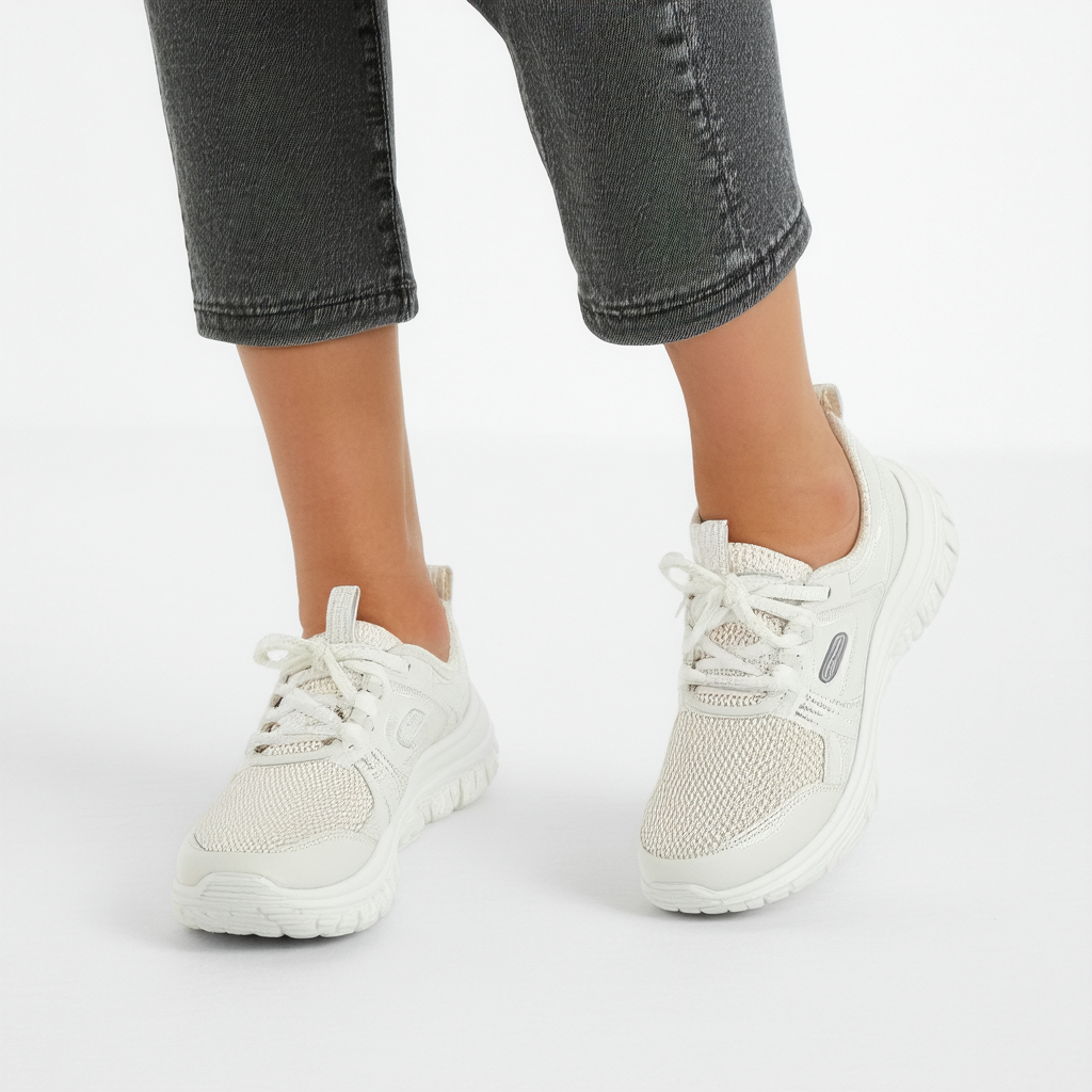 Skechers Women's Relaxed Fit D'Lux Walker - Quick Upgrade Sneaker, Off White