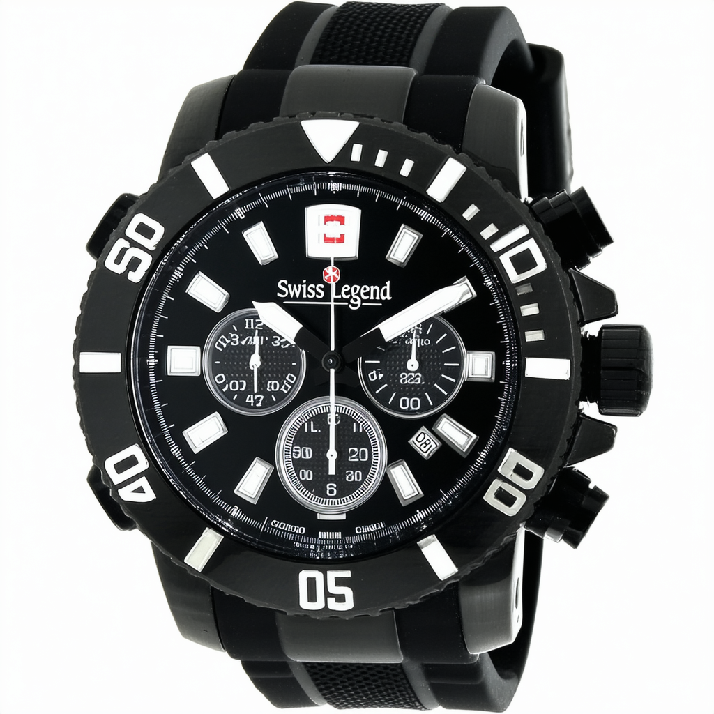 Swiss Legend Men's 10042-RG-01-BB Monte Carlo Chronograph Black Textured Dial Black Silicone Watch
