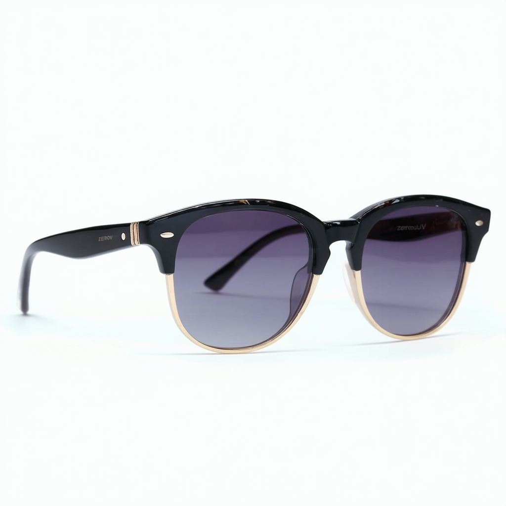 zeroUV Designer Inspired Horn Rimmed Style Sunglasses with Metal Arms