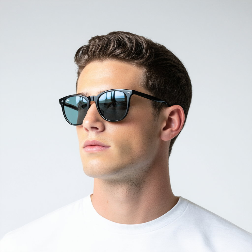 Ray-Ban Unisex Sunglasses Black Frame, Polarized Blue/Grey Gradient Lenses, 56MM
