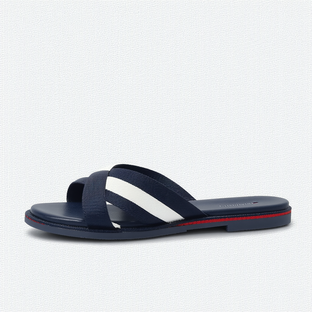 Tommy Hilfiger Women's GABORA Flat Sandal, Navy, 7