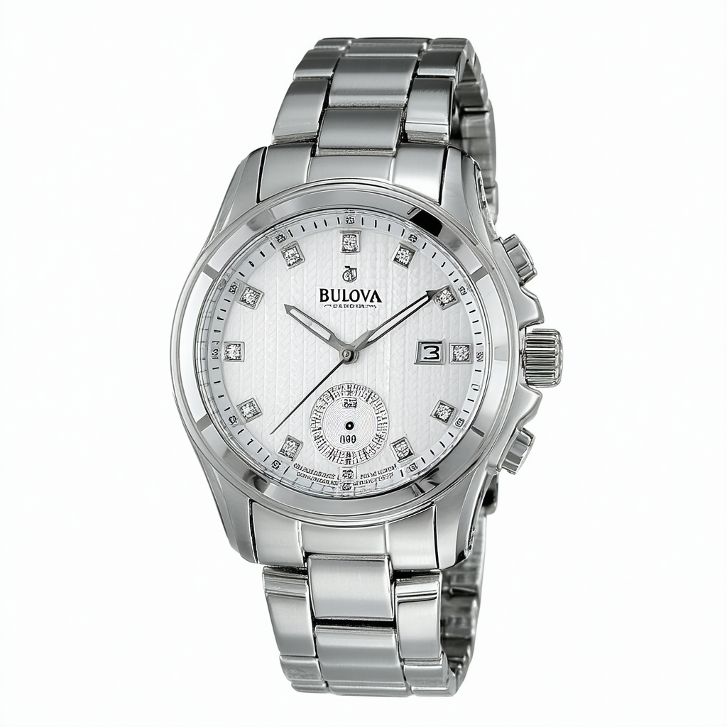 Bulova Men's 96E105 Diamond Accented Silver Dial Bracelet Watch