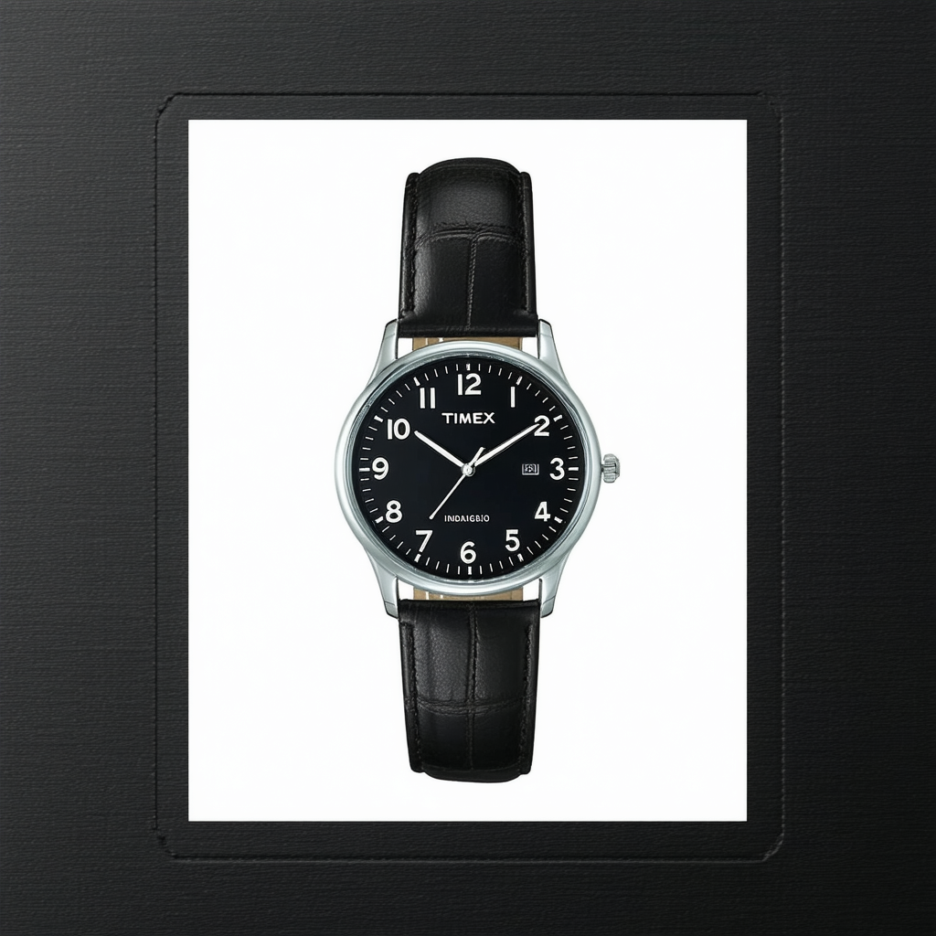 Timex T28071 Men's Indiglo Black Easy Reader Dial Leather Band Watch