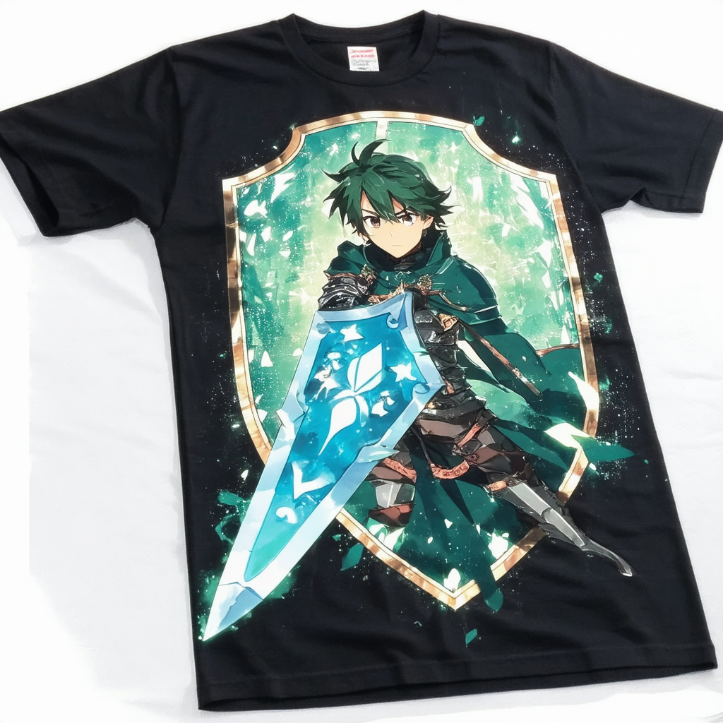 Shield Hero Anime Cartoon Mens Black Graphic Tee Shirt