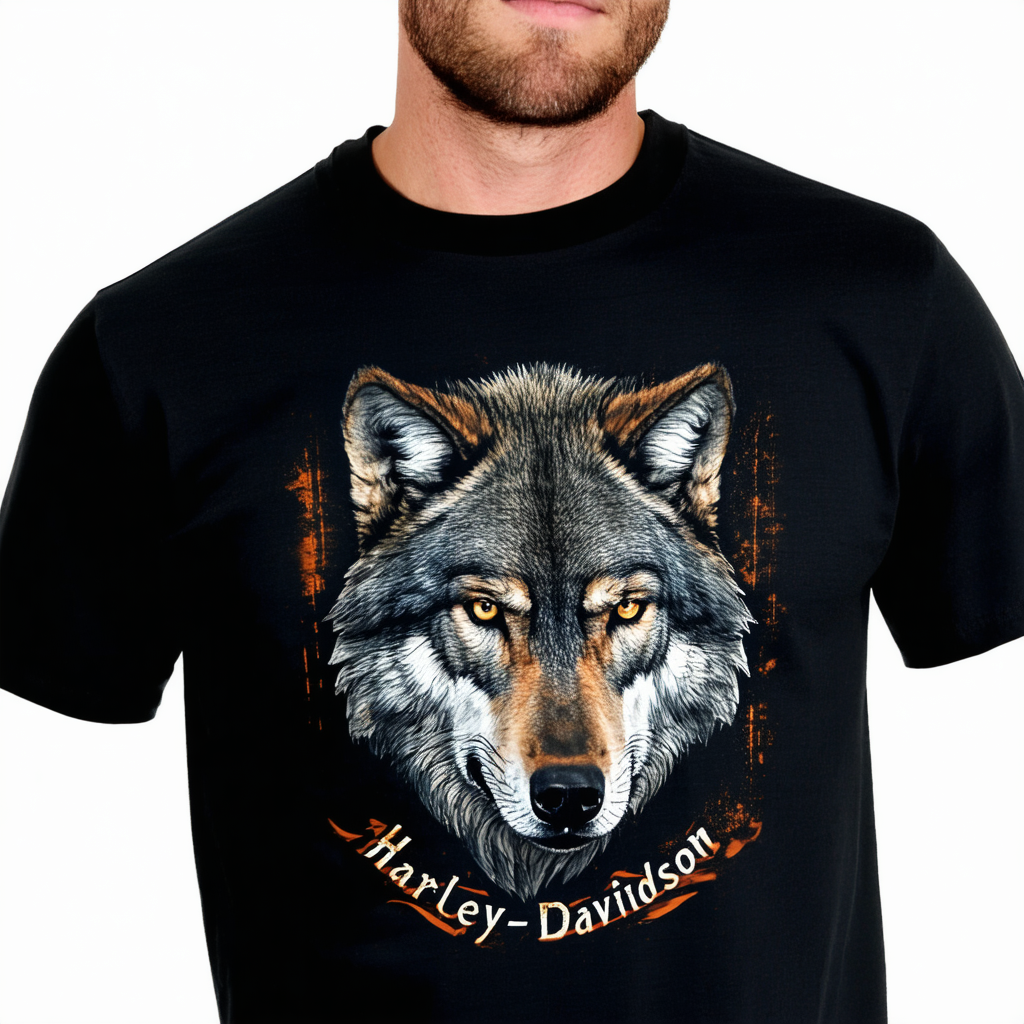 Harley-Davidson Men's Short Sleeve Lightweight Tee, Off The Wall Wolf, Black