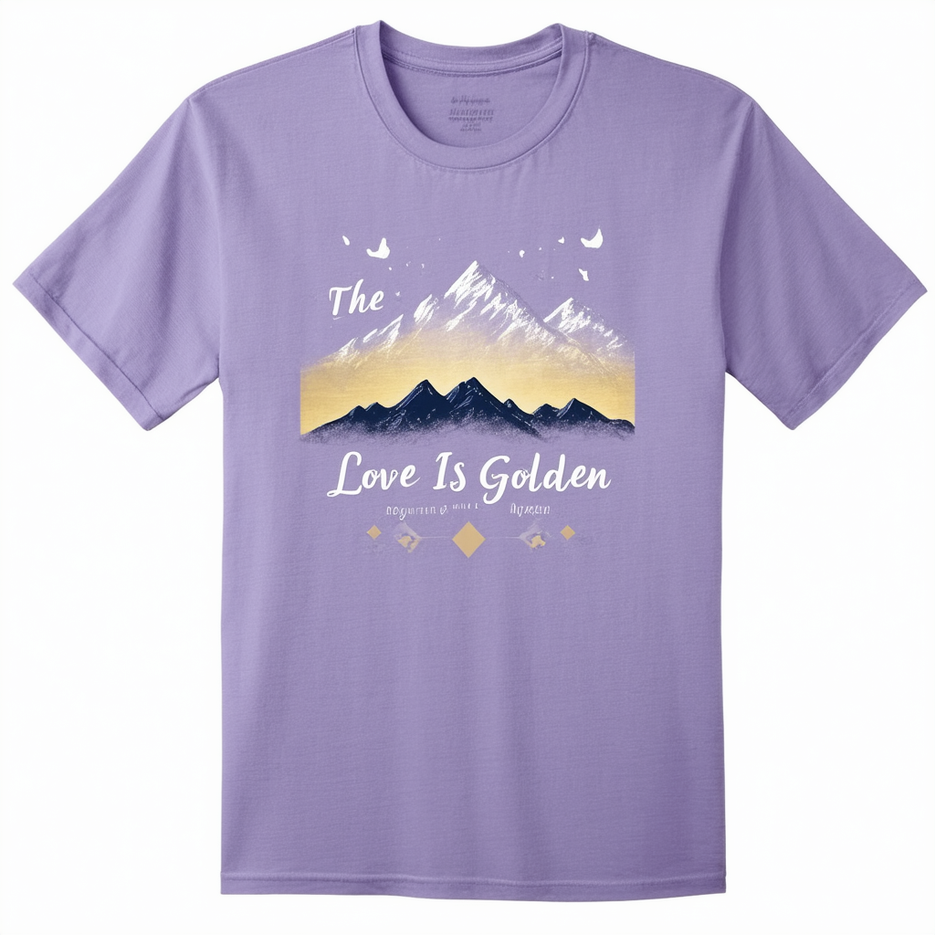 The Mountain Love Is Golden-Xl Adult T-Shirt, Light Purple, XL