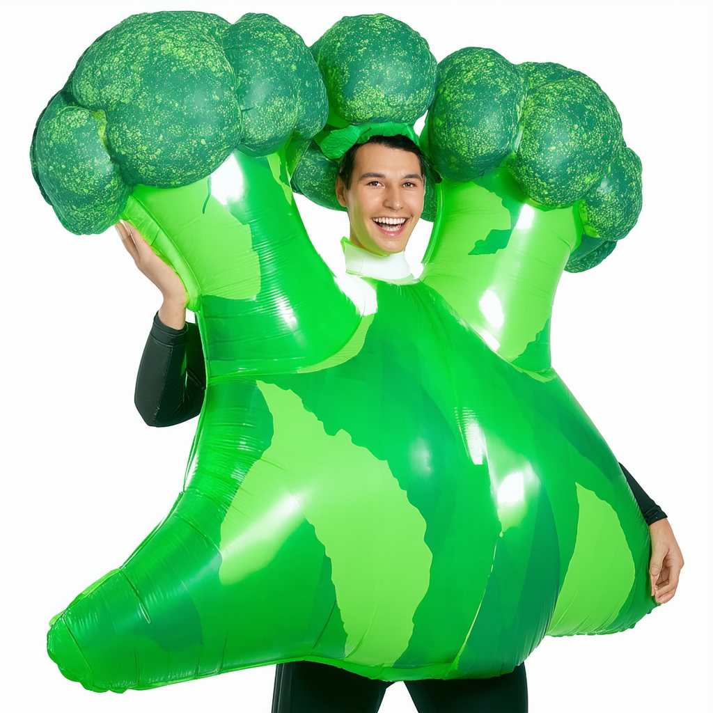 Adult Green Inflatable Scrumptious Broccoli Costume, Broccoli Vegetable Halloween Costume