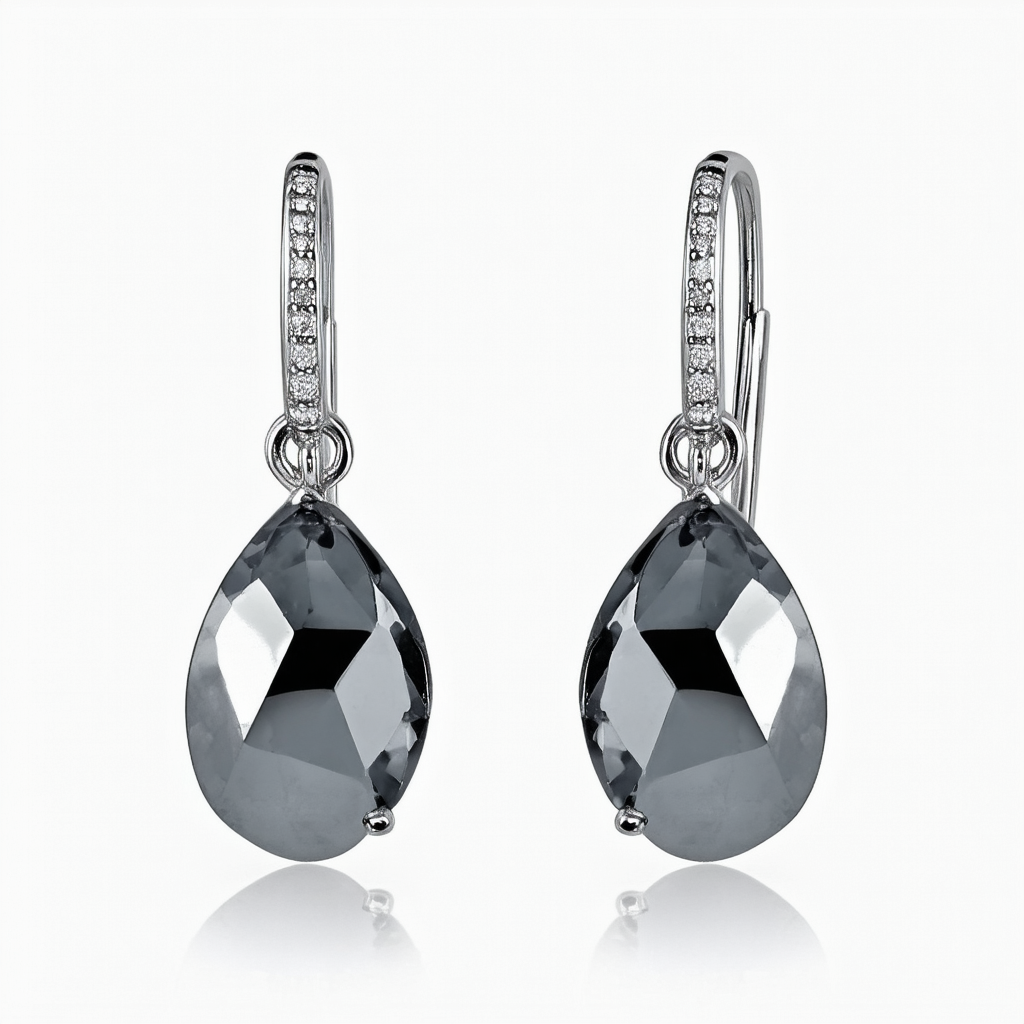 Anne Klein Hematite-Tone Amy Colored Lever Back Drop Earrings