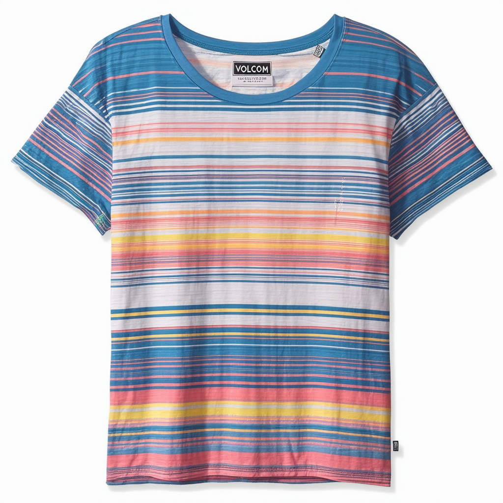 Volcom Women's Chromatic Crew Short Sleeve Striped Shirt