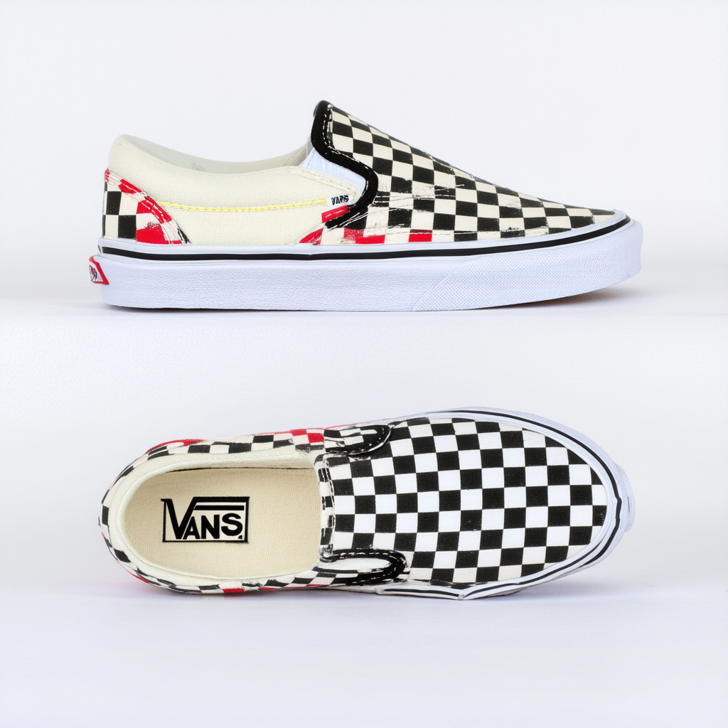 Vans Kids Classic Slip-On (Checkerboard) Black/Red VN0A32QI35U Kids Size 2.5