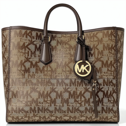 Michael Kors Women's Marina Large Signature Print Tote Brown