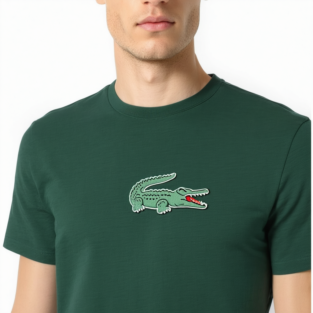 Lacoste Men's Short Sleeve Tonal Embroidered Large Croc Graphic T-Shirt