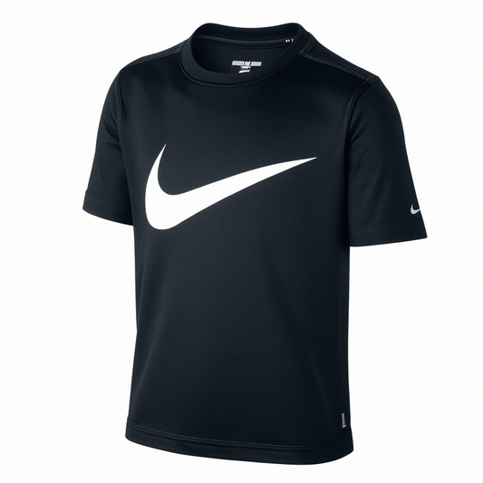 Nike Boy's Dri Fit Swoosh T Shirt Black/White Size X-Large