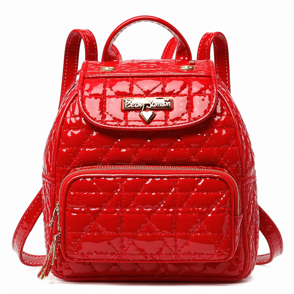 Betsey Johnson Quilty Pleasure Midi Backpack, Red